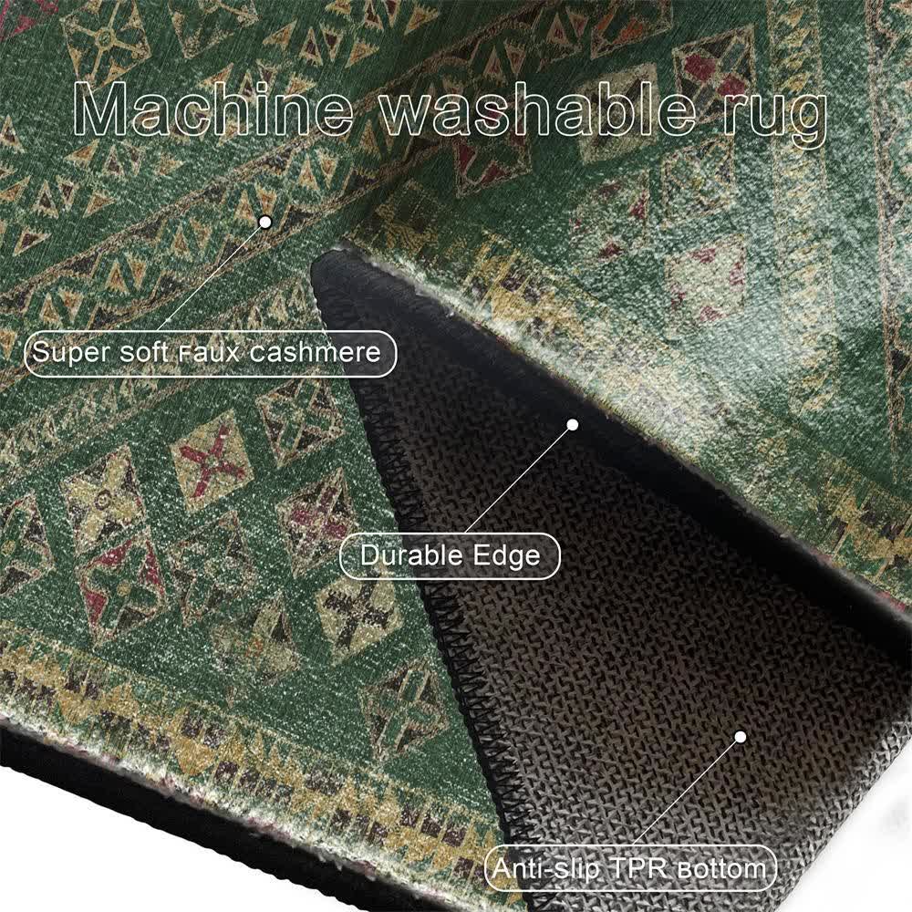 Tapis marocain géométrique vert foncé