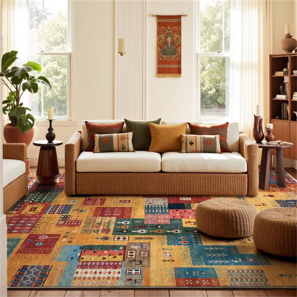 Tapis géométrique à épissures ethniques nomades