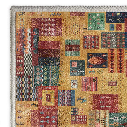 Tapis géométrique à épissures ethniques nomades