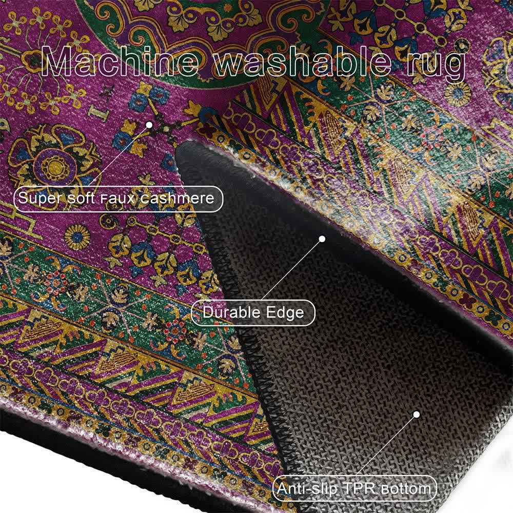 Tapis antidérapant de style rétro à motif géométrique