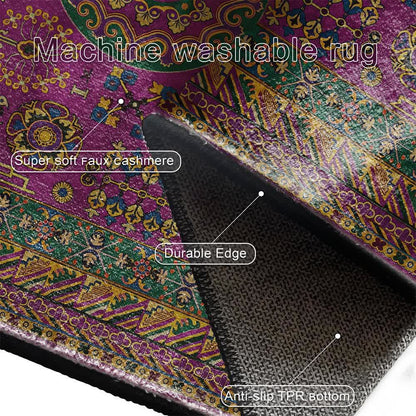 Tapis antidérapant de style rétro à motif géométrique