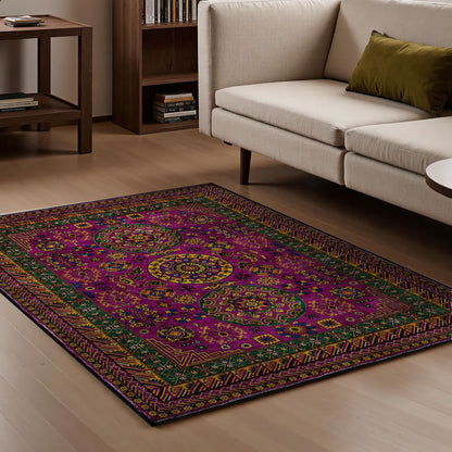 Tapis antidérapant de style rétro à motif géométrique