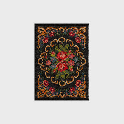 Tapis d'intérieur et d'extérieur de style vintage avec motif rose