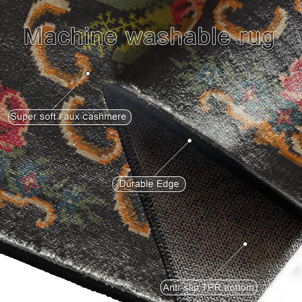 Tapis d'intérieur et d'extérieur de style vintage avec motif rose