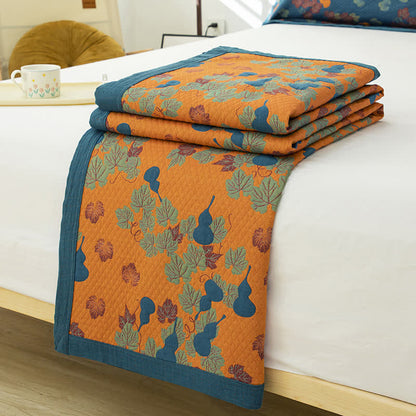 Couette en coton teint en fil avec motif citrouille