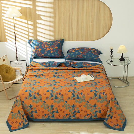 Couette en coton teint en fil avec motif citrouille