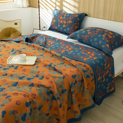 Couette en coton teint en fil avec motif citrouille