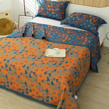 Couette en coton teint en fil avec motif citrouille