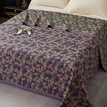 Couette à fleurs de prunier violettes en coton teint en fil