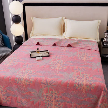 Couette en coton teint en fil rose de style tropical