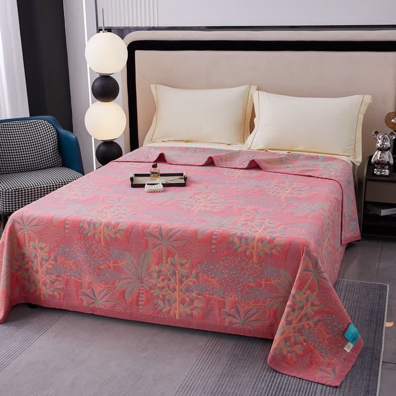 Couette en coton teint en fil rose de style tropical