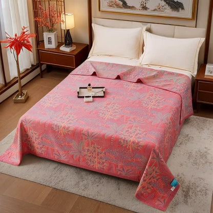 Couette en coton teint en fil rose de style tropical