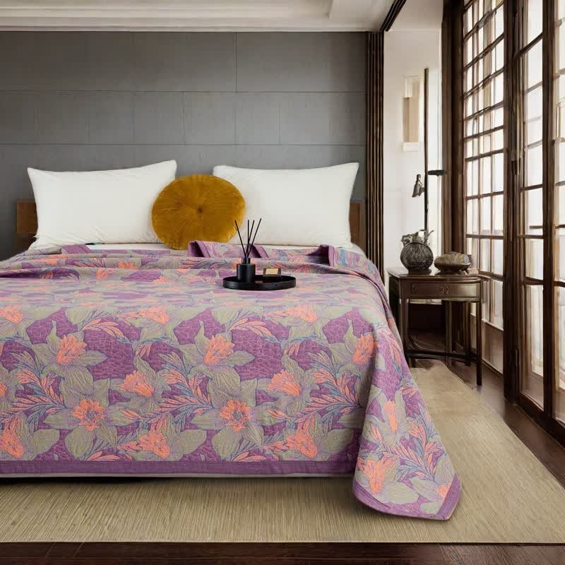 Couette en coton teint en fil « Purple Lily »