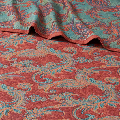 Couette vintage en coton teint en fil avec motif cachemire