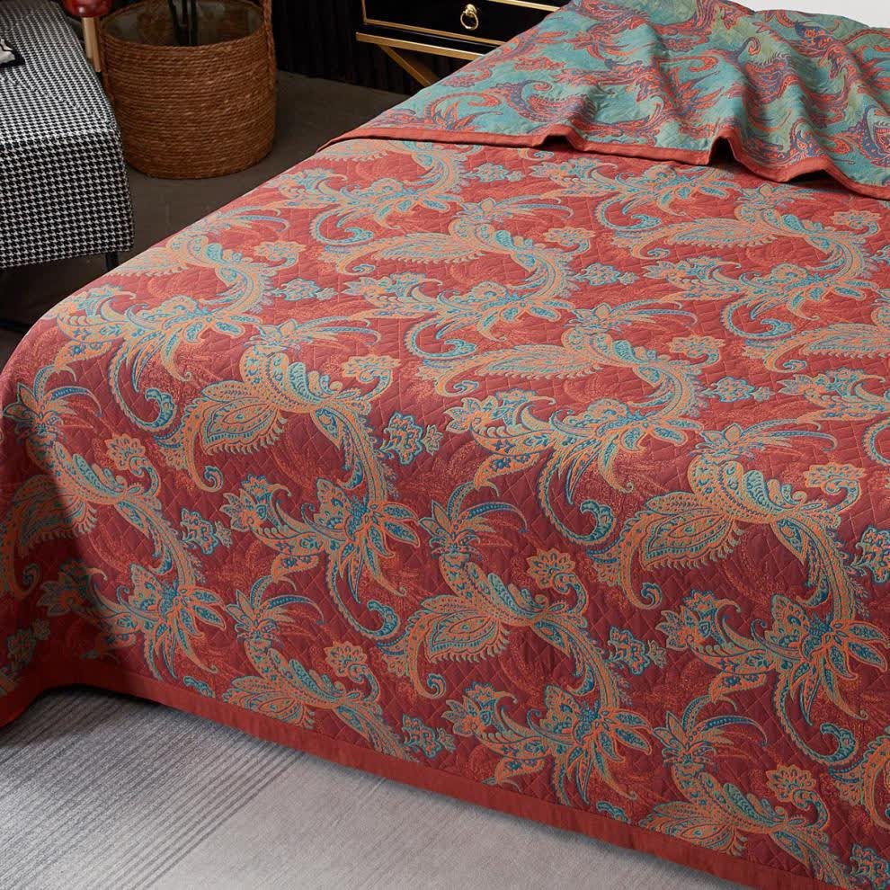 Couette vintage en coton teint en fil avec motif cachemire