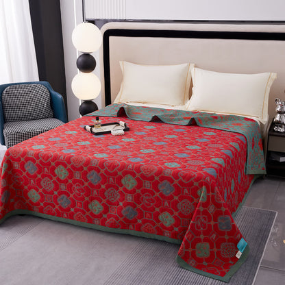 Couette vintage en coton teint en fil avec motif bambou