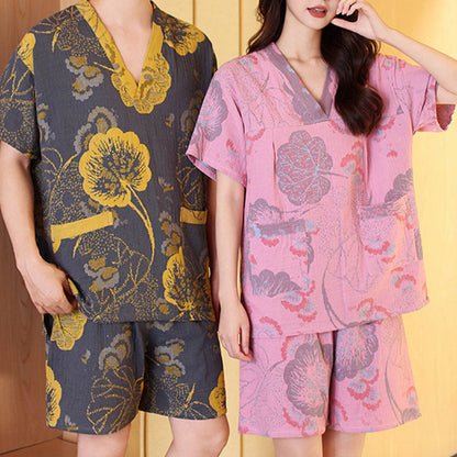 Ensemble pyjama grande taille en coton respirant pour couples