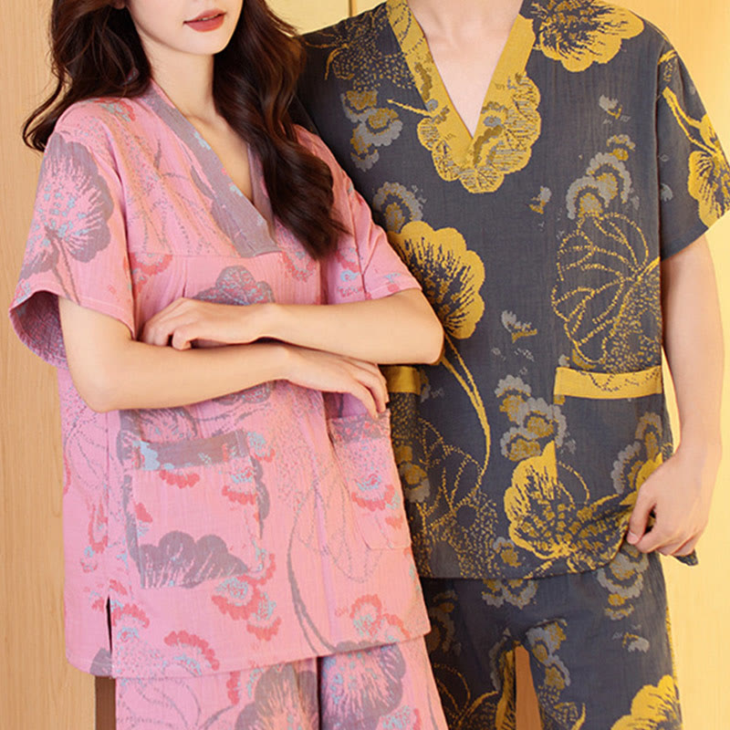 Ensemble pyjama grande taille en coton respirant pour couples