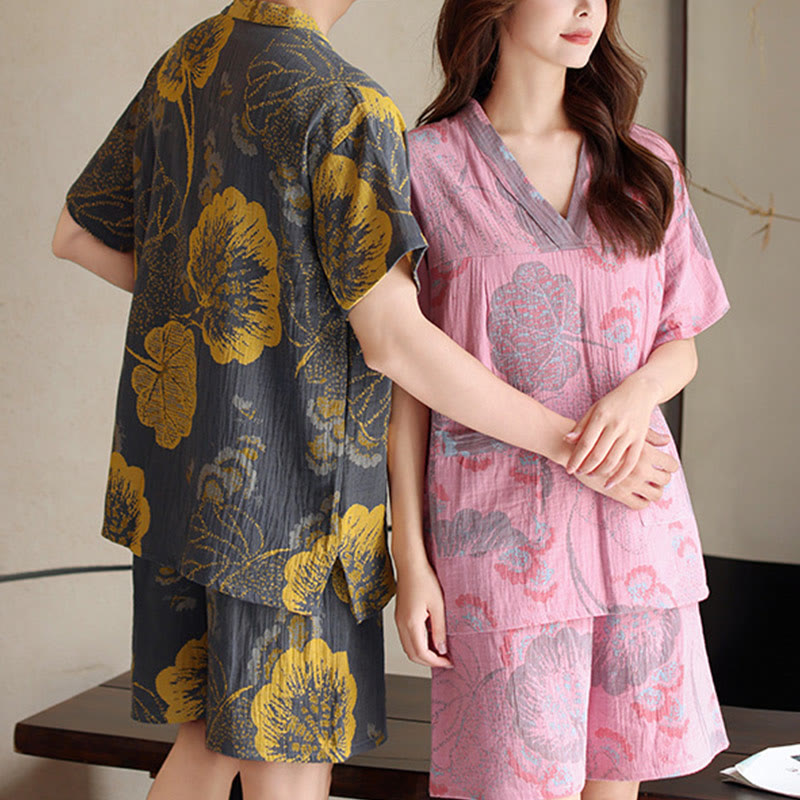 Ensemble pyjama grande taille en coton respirant pour couples