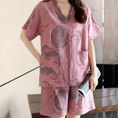 Ensemble pyjama grande taille en coton respirant pour couples