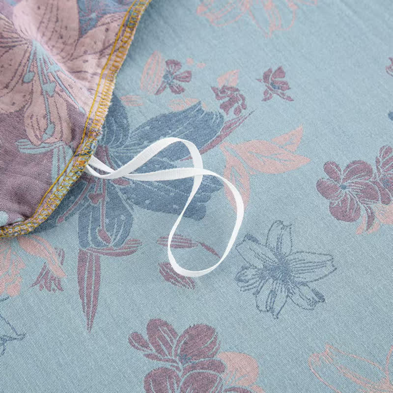 Parure de lit jacquard en gaze de coton Lily (4 pièces)