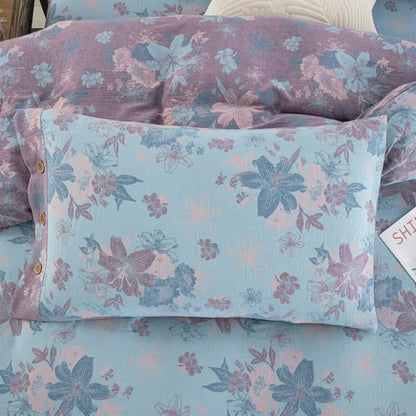 Parure de lit jacquard en gaze de coton Lily (4 pièces)