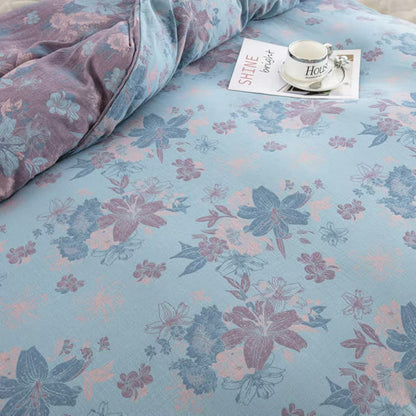 Parure de lit jacquard en gaze de coton Lily (4 pièces)