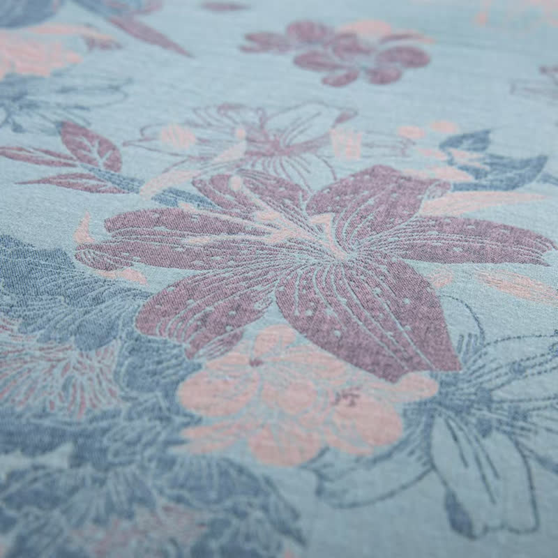 Parure de lit jacquard en gaze de coton Lily (4 pièces)