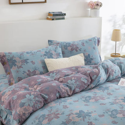 Parure de lit jacquard en gaze de coton Lily (4 pièces)