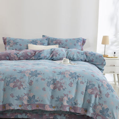 Parure de lit jacquard en gaze de coton Lily (4 pièces)