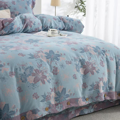Parure de lit jacquard en gaze de coton Lily (4 pièces)