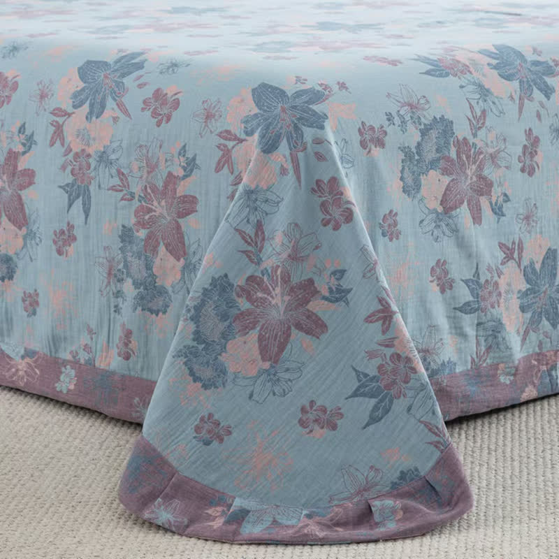 Parure de lit jacquard en gaze de coton Lily (4 pièces)