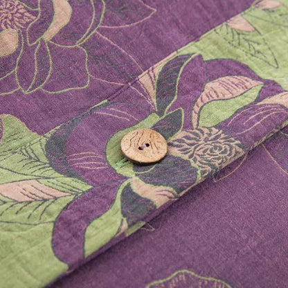Parure de lit réversible en gaze de coton jacquard à motif floral (4 pièces)