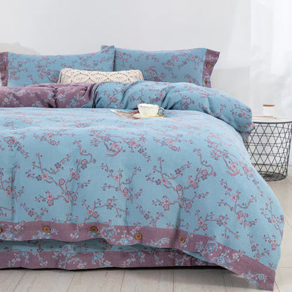 Parure de lit jacquard en gaze de coton Wintersweet (4 pièces)