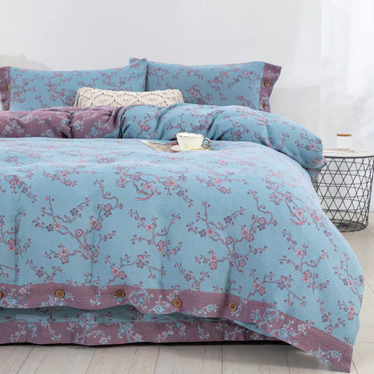 Parure de lit jacquard en gaze de coton Wintersweet (4 pièces)