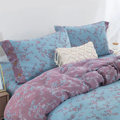 Parure de lit jacquard en gaze de coton Wintersweet (4 pièces)