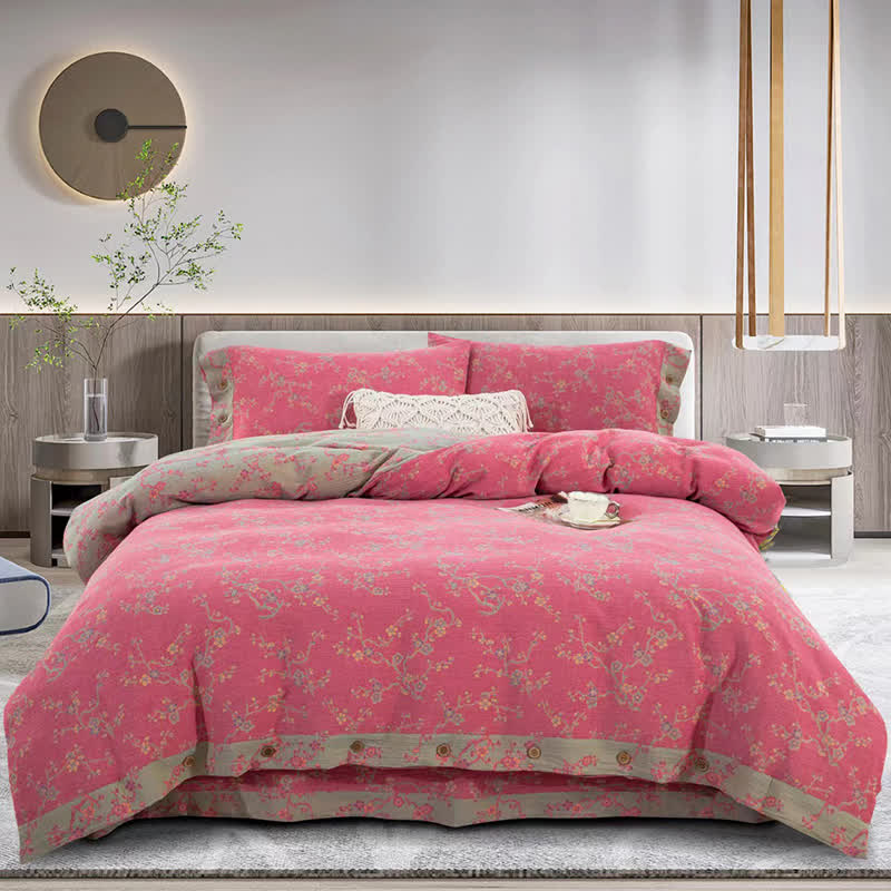 Parure de lit jacquard en gaze de coton Wintersweet (4 pièces)