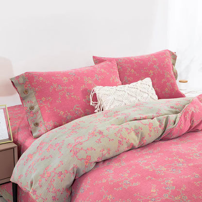 Parure de lit jacquard en gaze de coton Wintersweet (4 pièces)