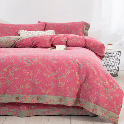 Parure de lit jacquard en gaze de coton Wintersweet (4 pièces)