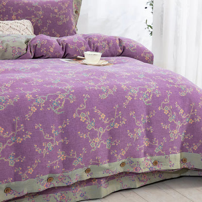Parure de lit jacquard en gaze de coton Wintersweet (4 pièces)