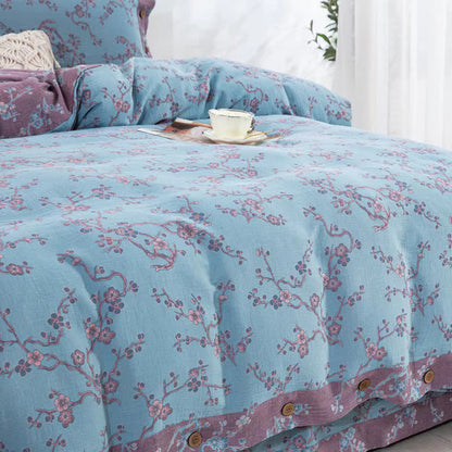 Parure de lit jacquard en gaze de coton Wintersweet (4 pièces)