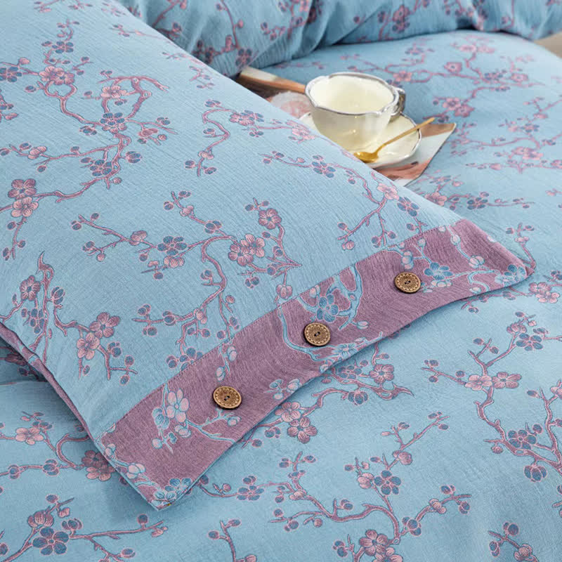Parure de lit jacquard en gaze de coton Wintersweet (4 pièces)