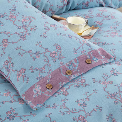 Parure de lit jacquard en gaze de coton Wintersweet (4 pièces)
