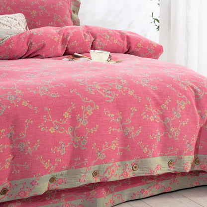 Parure de lit jacquard en gaze de coton Wintersweet (4 pièces)