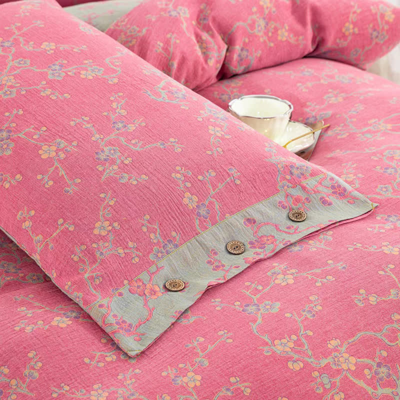 Parure de lit jacquard en gaze de coton Wintersweet (4 pièces)