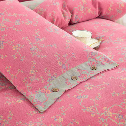 Parure de lit jacquard en gaze de coton Wintersweet (4 pièces)