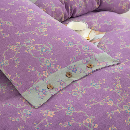 Parure de lit jacquard en gaze de coton Wintersweet (4 pièces)