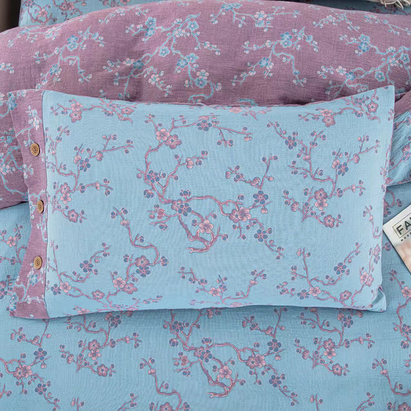 Parure de lit jacquard en gaze de coton Wintersweet (4 pièces)