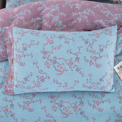 Parure de lit jacquard en gaze de coton Wintersweet (4 pièces)