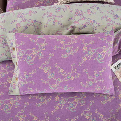 Parure de lit jacquard en gaze de coton Wintersweet (4 pièces)